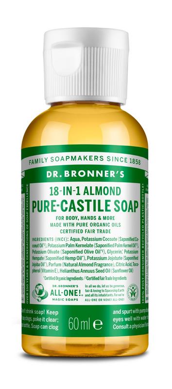 Dr Bronners Liquid soap amandel 60 Milliliter - DrogistWereld