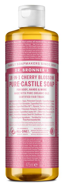Dr Bronners Liquid soap cherry blossom 475 Milliliter - DrogistWereld