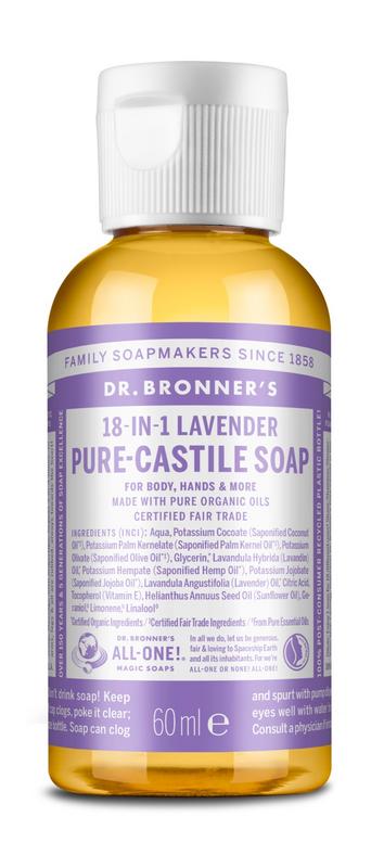 Dr Bronners Liquid soap lavendel 60 Milliliter - DrogistWereld
