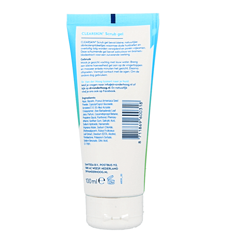 Dr. van der Hoog Clearskin scrub gel tube 100 Milliliter - DrogistWereld