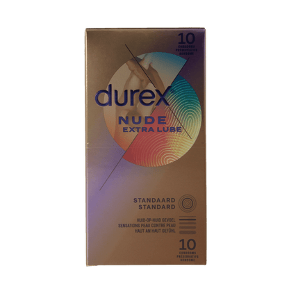 Durex Nude extra lube condooms 10 Stuks - DrogistWereld