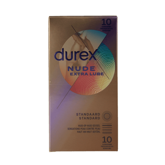 Durex Nude extra lube condooms 10 Stuks - DrogistWereld