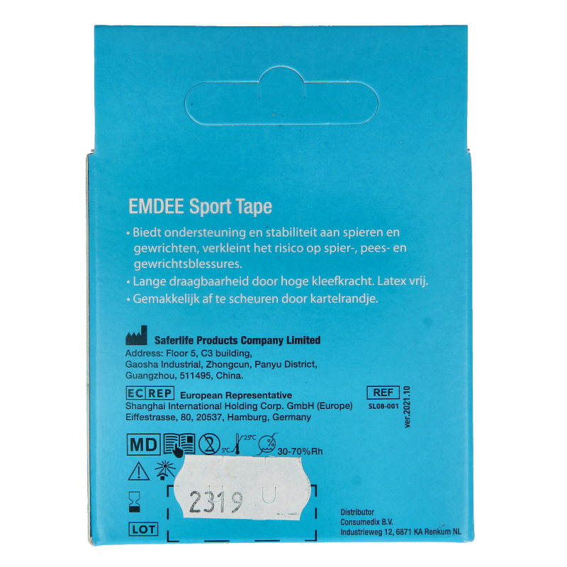Emdee Sport tape 3.8cm x 10m wit 1 Stuks - DrogistWereld