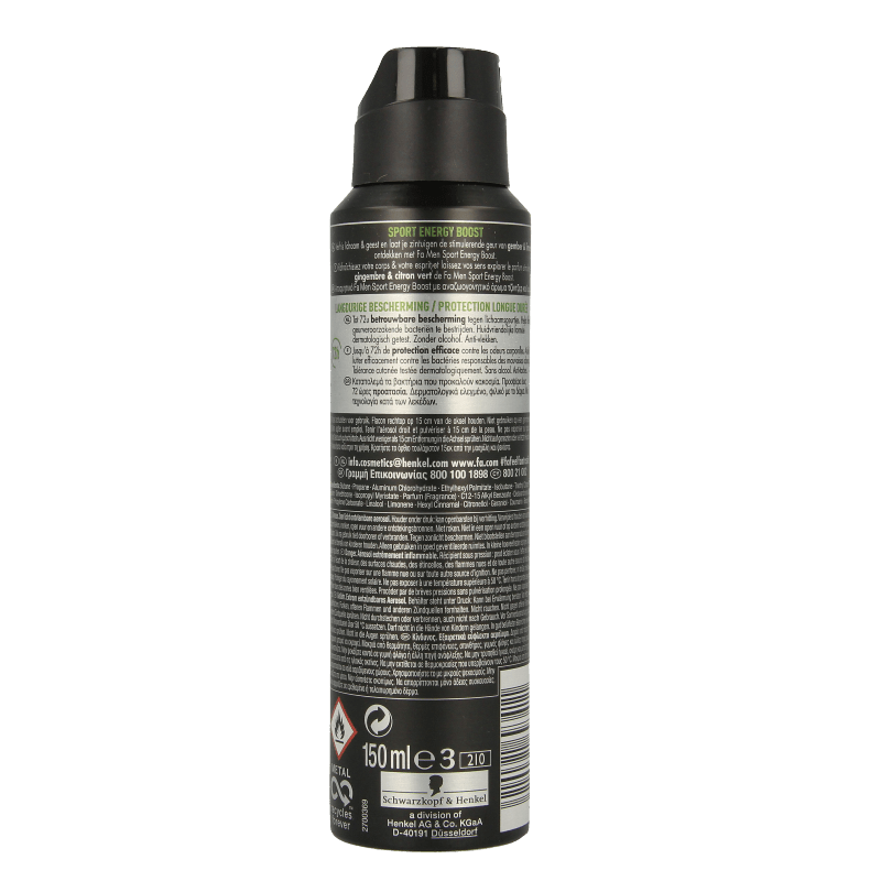 FA Deodorant spray men sport energy boost 150 Milliliter - DrogistWereld