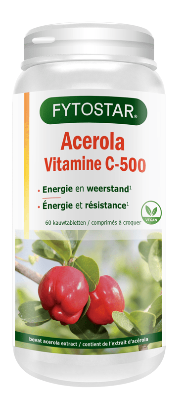 Fytostar Acerola vitamine C 500 kauwtablet 60 Tabletten - DrogistWereld