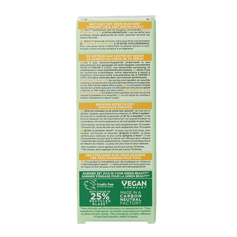 Garnier SkinActive nachtserum vitamine C hyaluronzuur 30 Milliliter - DrogistWereld