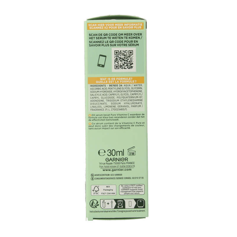 Garnier SkinActive nachtserum vitamine C hyaluronzuur 30 Milliliter - DrogistWereld