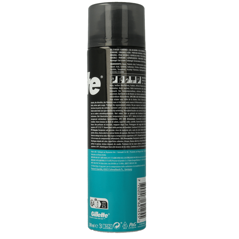 Gillette Base shaving gel sensitive 200 Milliliter - DrogistWereld