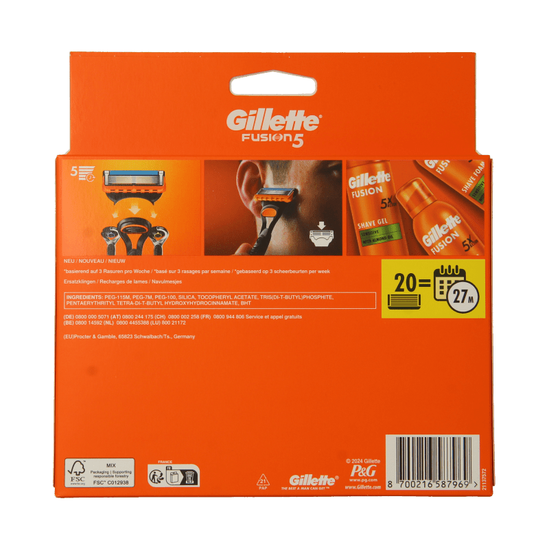 Gillette Fusion manual blades 20 Stuks - DrogistWereld