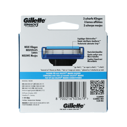 Gillette Mach 3 turbo blades 12 Stuks - DrogistWereld