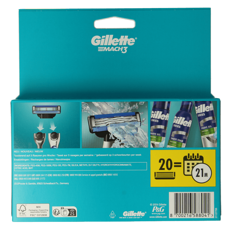 Gillette Mach3 blades 20 Stuks - DrogistWereld