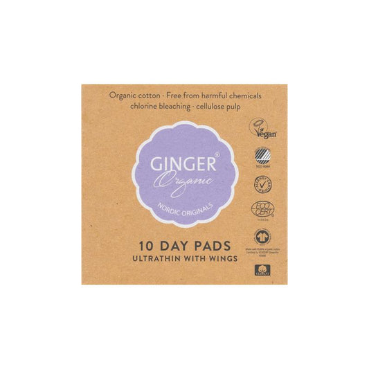 Ginger Organic Maandverband dag met vleugel 10 Stuks - DrogistWereld