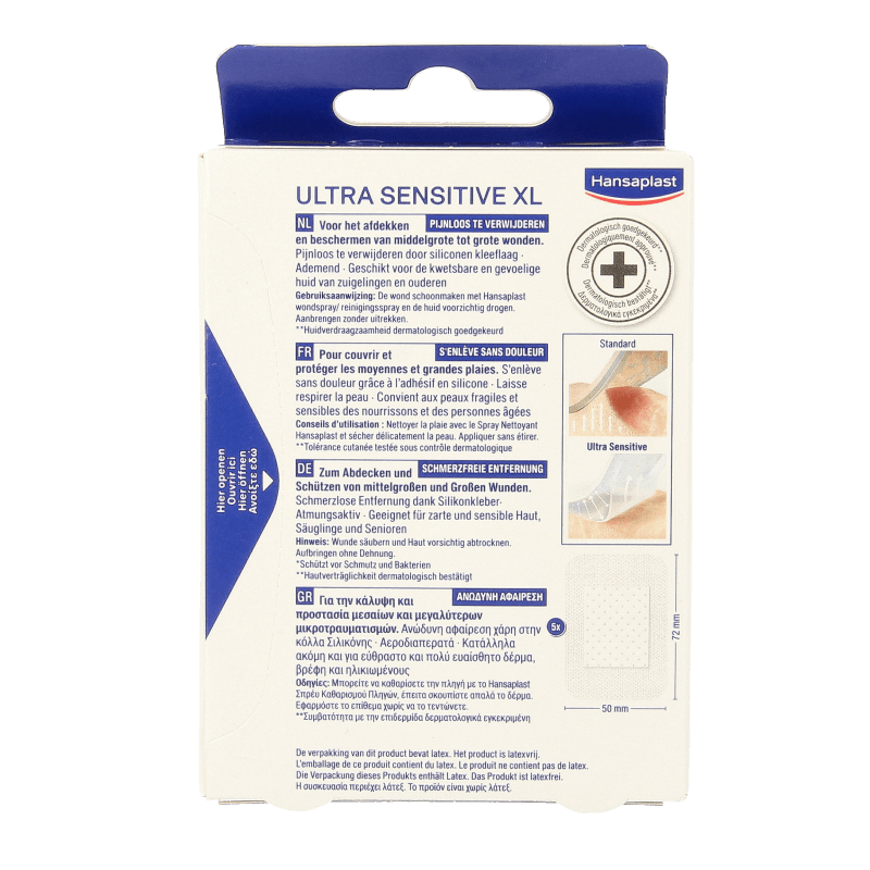 Hansaplast Pleisters ultra sensitive XL 5 Stuks - DrogistWereld