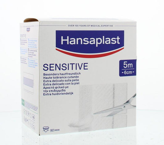 Hansaplast Sensitive 5m x 6cm 1 Stuks - DrogistWereld