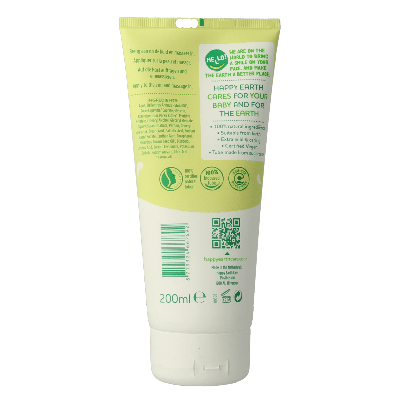Happy Earth Bodylotion voor baby & kids 200 Milliliter - DrogistWereld