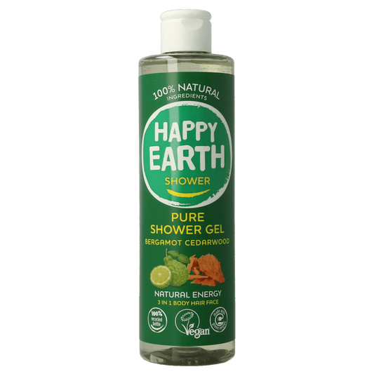 Happy Earth Douchegel bergamot cedarwood 300 Milliliter - DrogistWereld