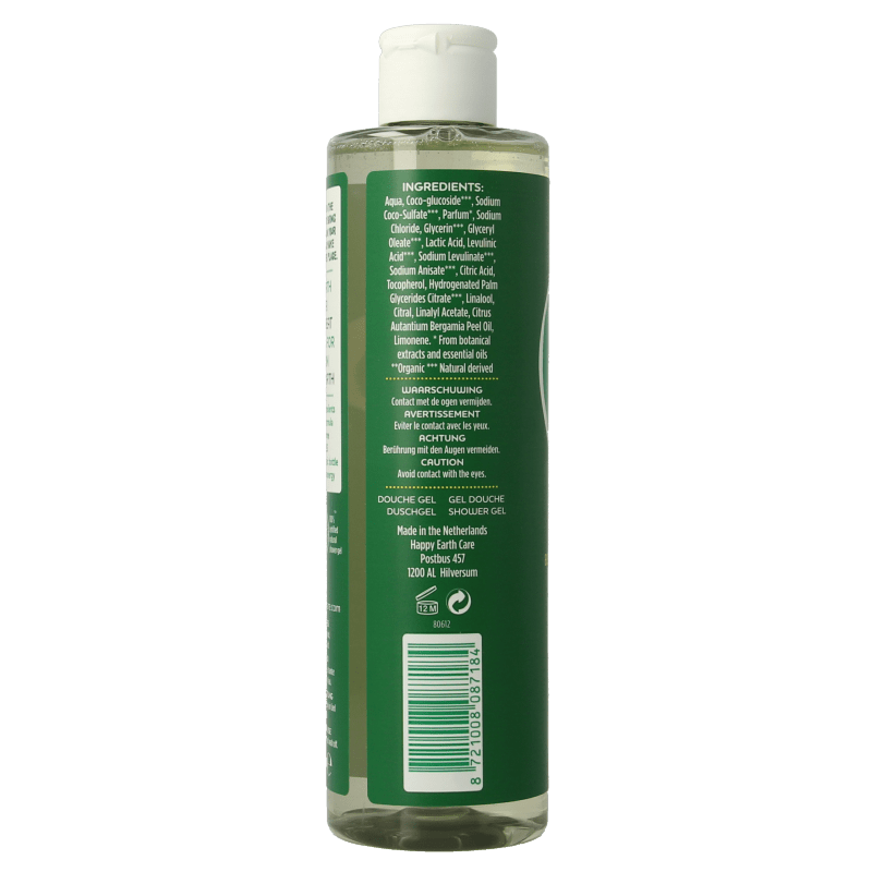 Happy Earth Douchegel bergamot cedarwood 300 Milliliter - DrogistWereld