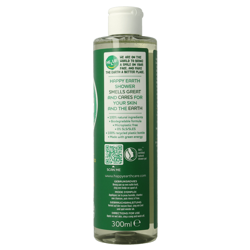 Happy Earth Douchegel bergamot cedarwood 300 Milliliter - DrogistWereld