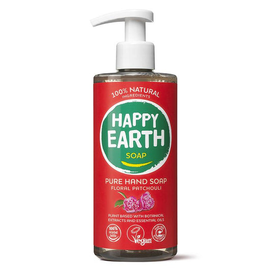 Happy Earth Handzeep floral patchouli 300 Milliliter - DrogistWereld