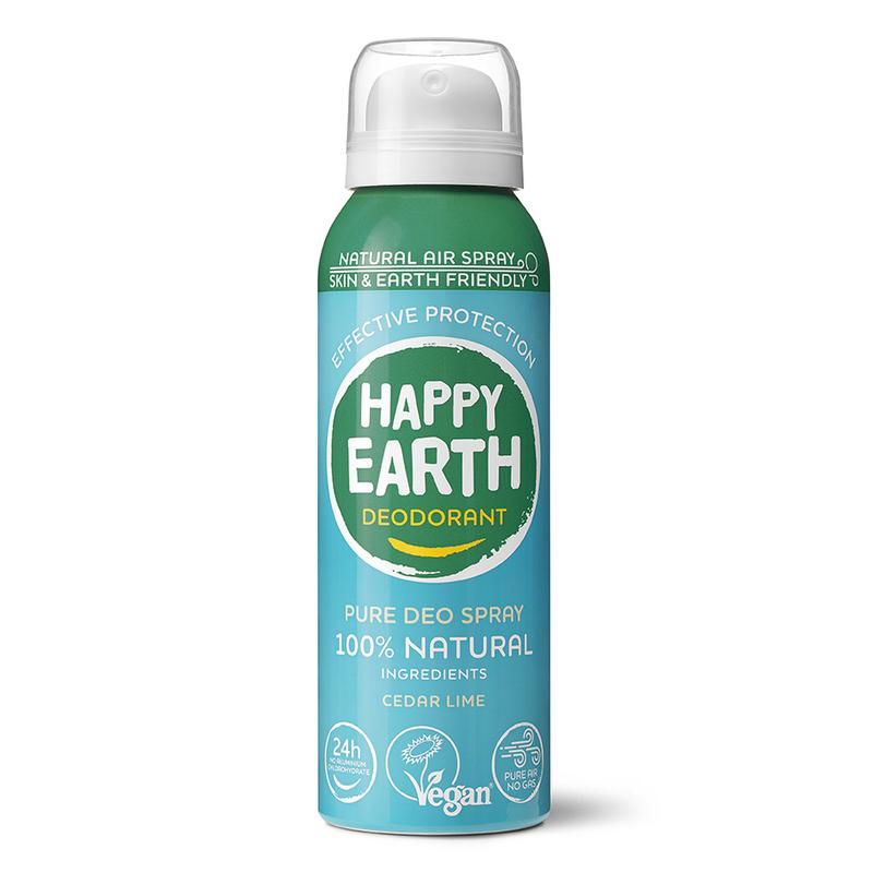 Happy Earth Natuurlijke deo natural air spray cedar lime 100 Milliliter - DrogistWereld