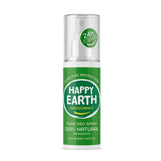 Happy Earth Pure deodorant spray cucumber matcha 100 Milliliter - DrogistWereld