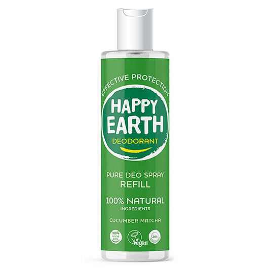 Happy Earth Pure deodorant spray cucumber matcha refill 300 Milliliter - DrogistWereld