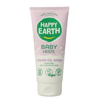 Happy Earth Wasgel creme olie baby & kids 200 Milliliter - DrogistWereld