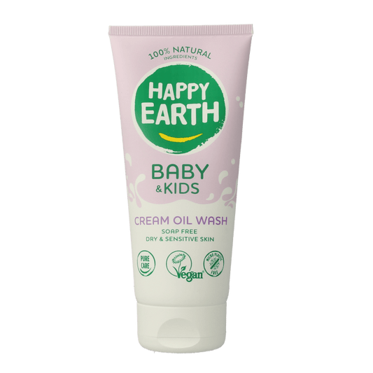 Happy Earth Wasgel creme olie baby & kids 200 Milliliter - DrogistWereld