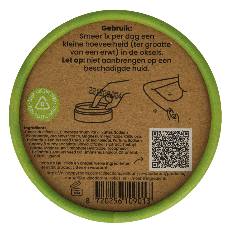 Happysoaps Deodorant kokos en limoen 45 Gram - DrogistWereld