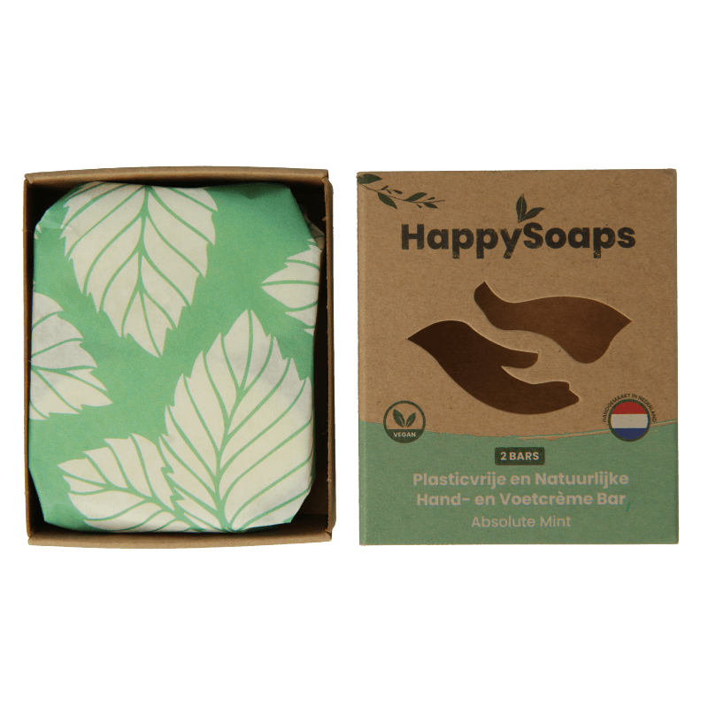 Happysoaps Hand & voetcreme bar absolute mint 40 Gram - DrogistWereld