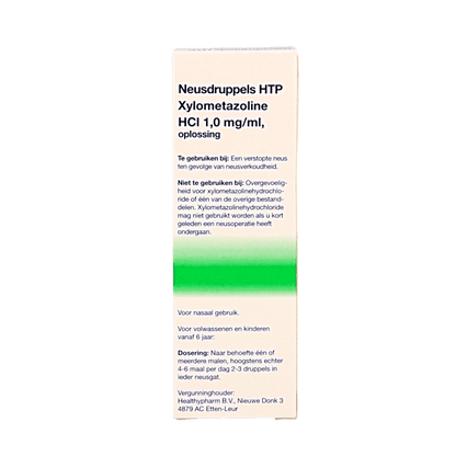 Healthypharm Neusdruppels HTP Xylometazoline HCl 1mg/ml 10 Milliliter - DrogistWereld