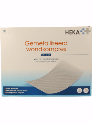 Heka Klein Wondkompres gemetalliseerd 10 x 12cm steriel 10 Stuks - DrogistWereld