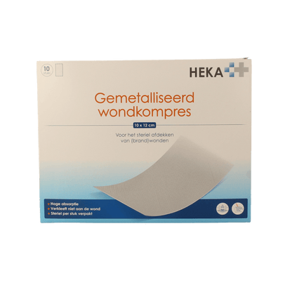 Heka Klein Wondkompres gemetalliseerd 10 x 12cm steriel 10 Stuks - DrogistWereld