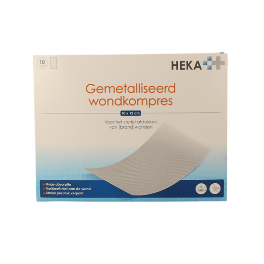 Heka Klein Wondkompres gemetalliseerd 10 x 12cm steriel 10 Stuks - DrogistWereld