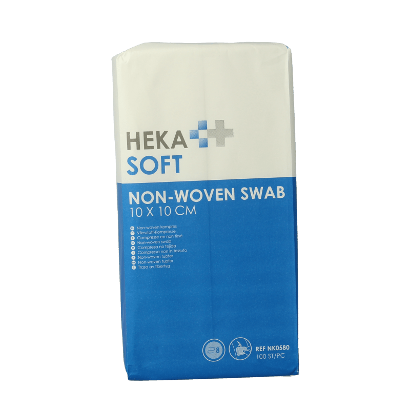 Heka Soft Non - woven kompres 10 x 10cm niet steriel 8 lagen 100 Stuks - DrogistWereld