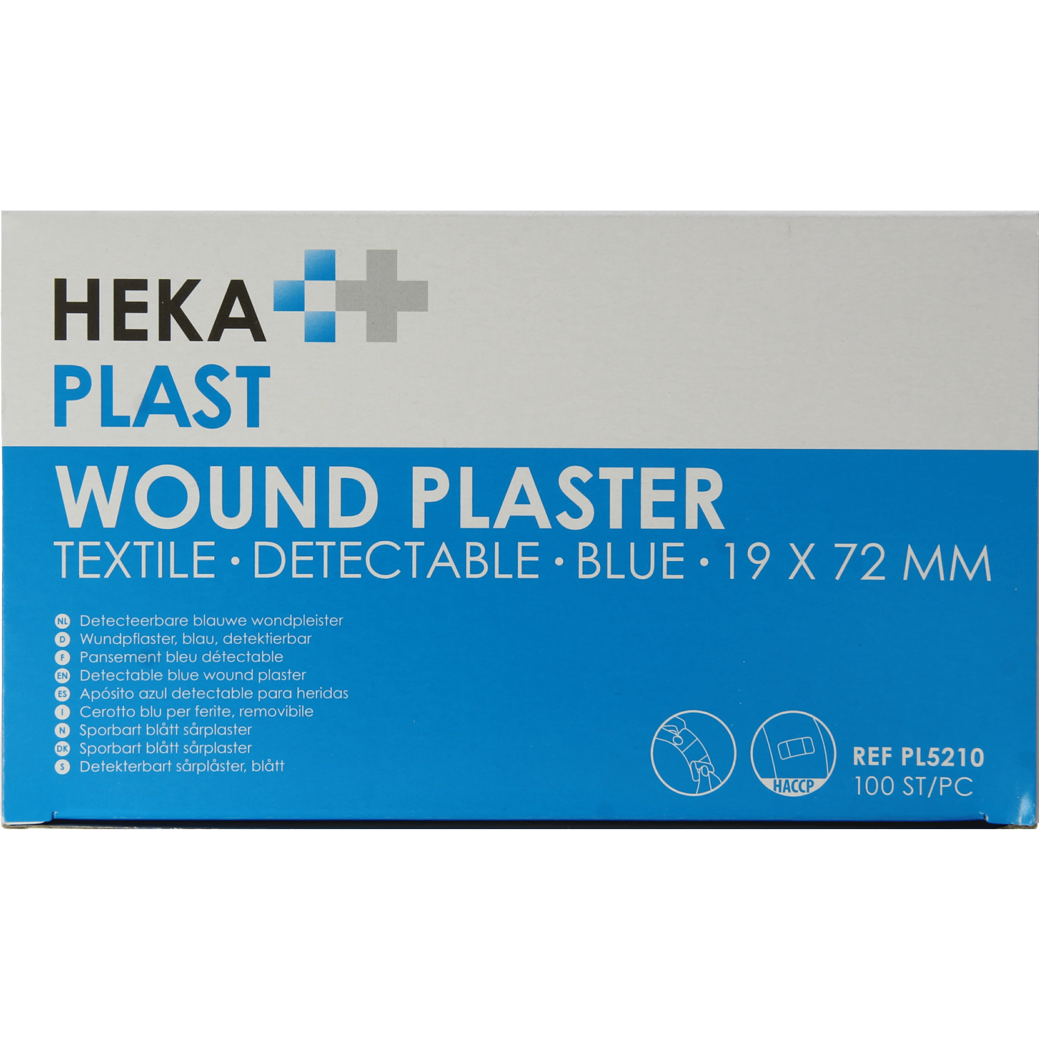 Hekaplast Pleister detectable 19 x 72 100 Stuks - DrogistWereld