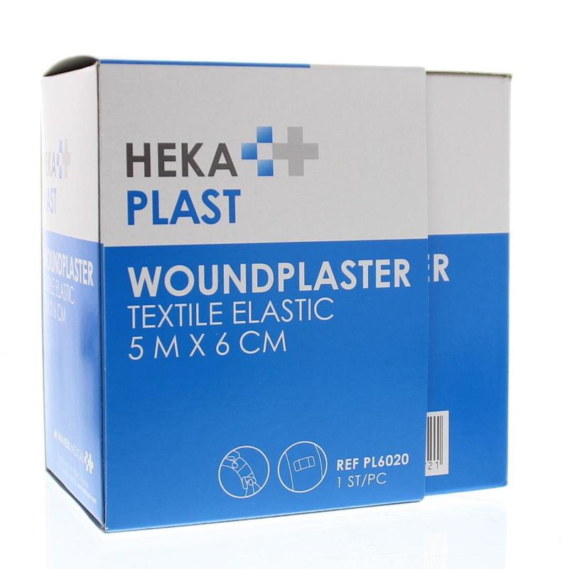 Hekaplast Pleister dispenser rol 5m x 6cm textiel 1 Stuks - DrogistWereld