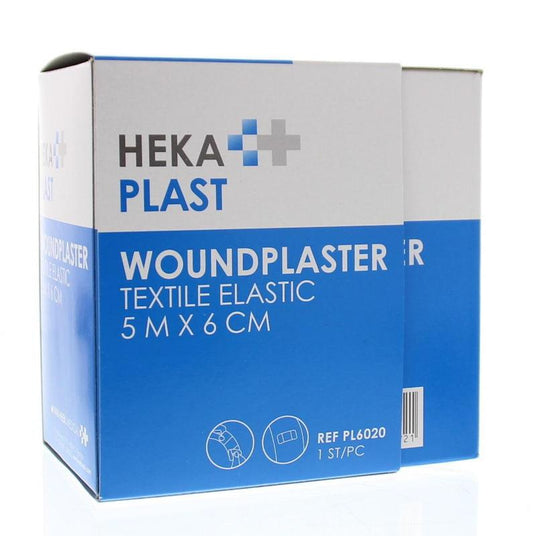 Hekaplast Pleister dispenser rol 5m x 6cm textiel 1 Stuks - DrogistWereld