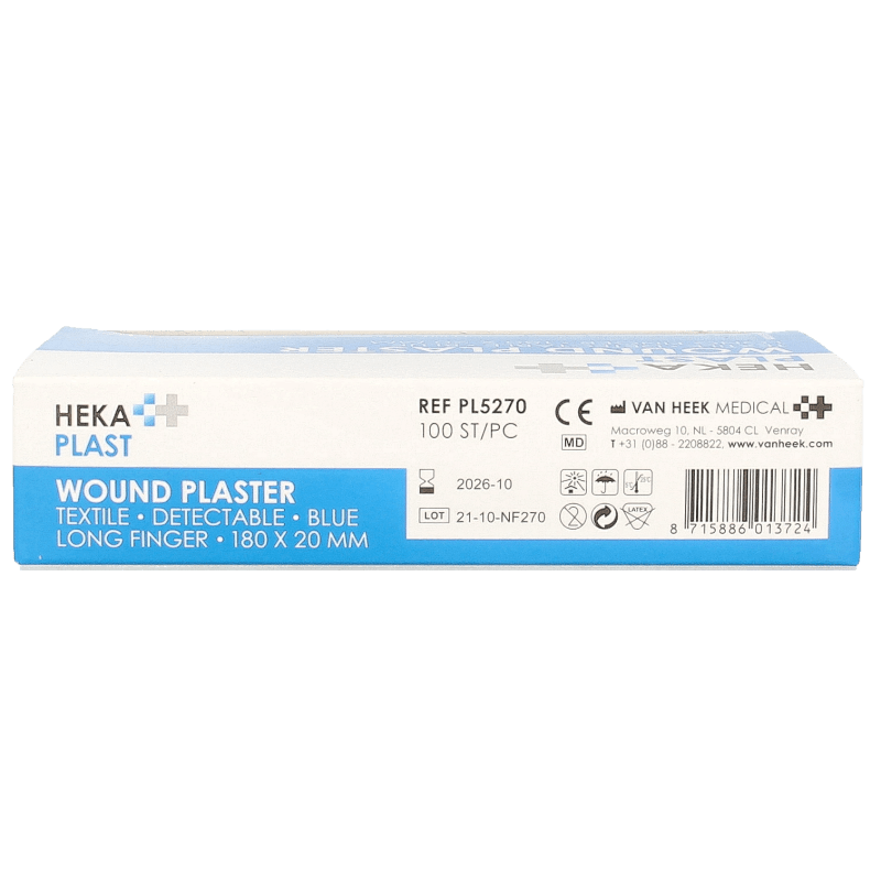Hekaplast Vingerpleister detectable 180 x 20 haccp 100 Stuks - DrogistWereld