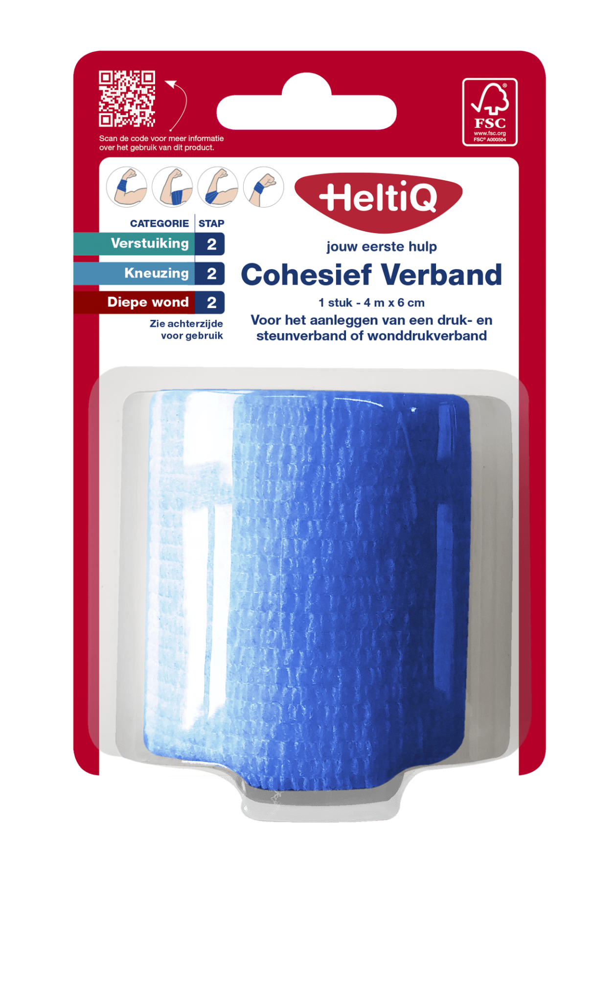 Heltiq Cohesief verband 4m x 6cm 1 Stuks - DrogistWereld