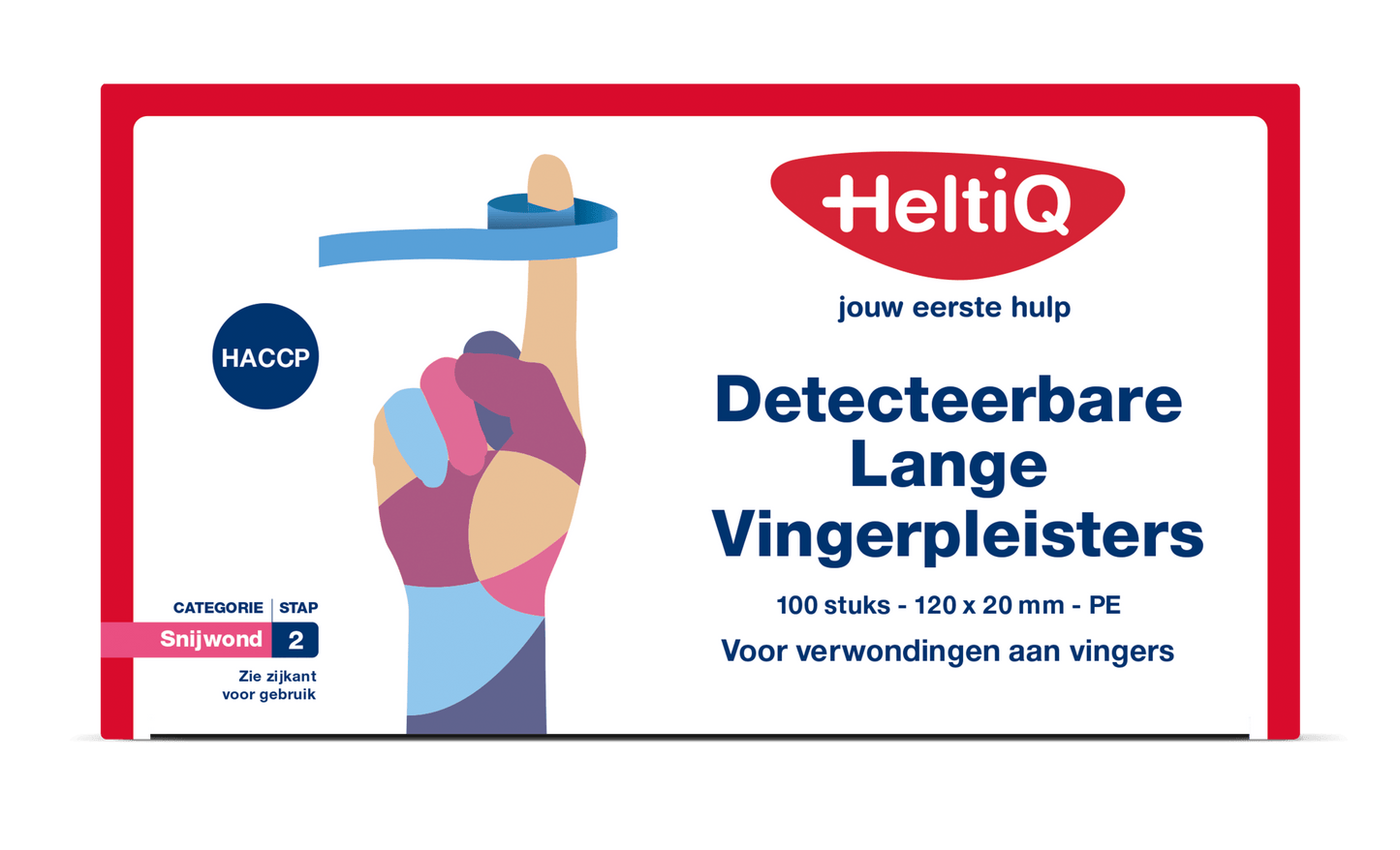 Heltiq Detect vingerpleister lang PE 120 x 20mm 100 Stuks - DrogistWereld