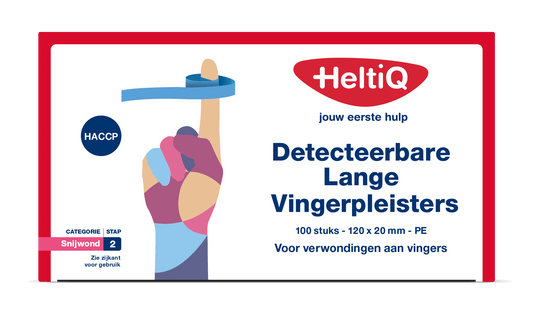 Heltiq Detect vingerpleister lang PE 120 x 20mm 100 Stuks - DrogistWereld