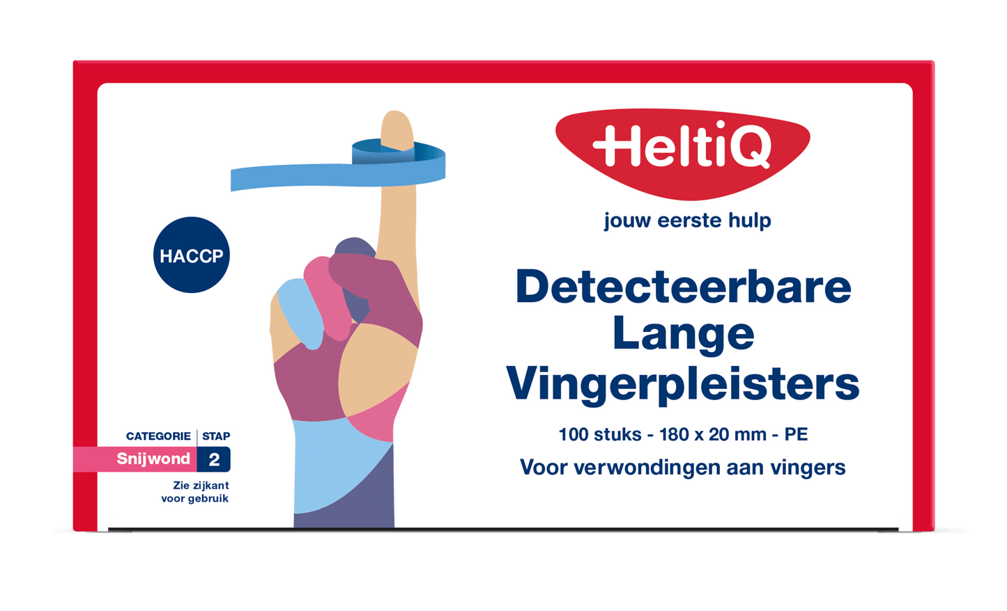 Heltiq Detect vingerpleister lang PE 180 x 20mm 100 Stuks - DrogistWereld