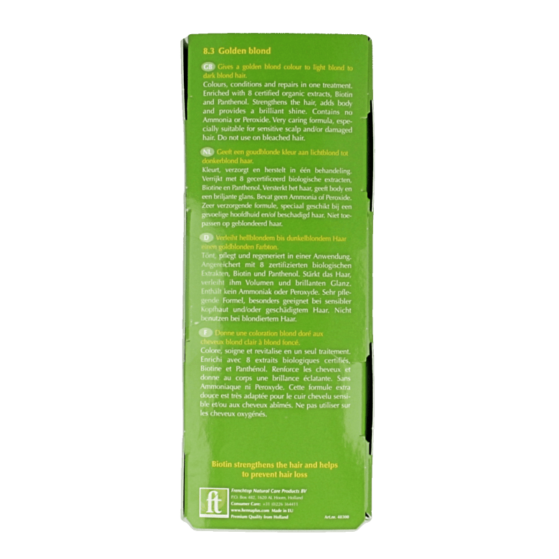 Henna Plus Colour cream 8.3 gold blond 60 Milliliter - DrogistWereld