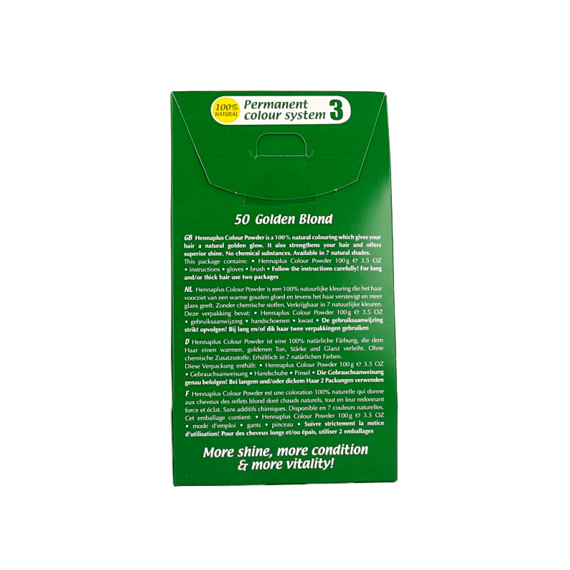 Henna Plus Colour powder 50 golden blond 100 Gram - DrogistWereld