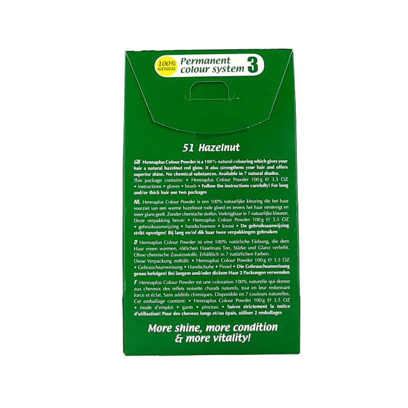 Henna Plus Colour powder 51 hazelnut 100 Gram - DrogistWereld