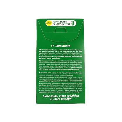 Henna Plus Colour powder 57 dark brown 100 Gram - DrogistWereld