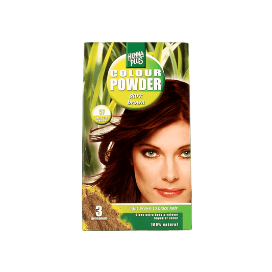 Henna Plus Colour powder 57 dark brown 100 Gram - DrogistWereld