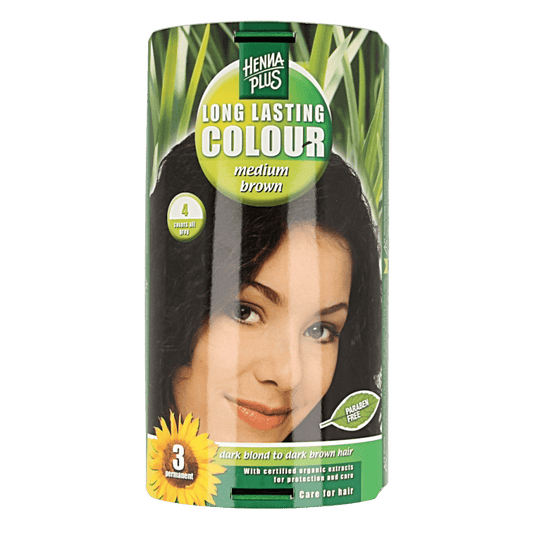 Henna Plus Long lasting colour 4 medium brown 100 Milliliter - DrogistWereld