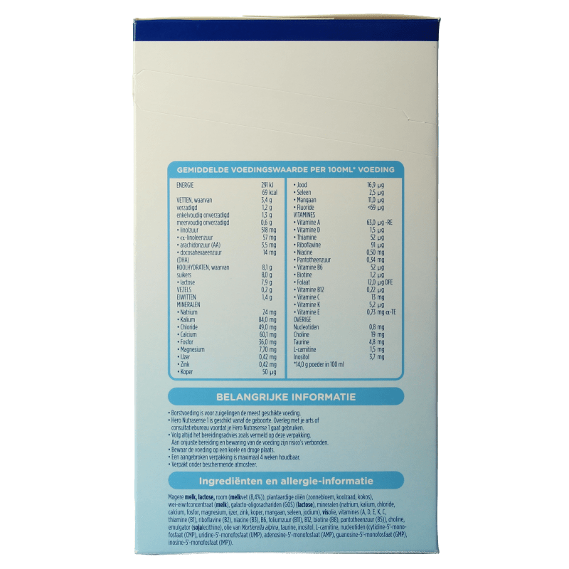 Hero Nutrasense zuigelingenmelk 1 (0 - 6mnd) 700 Gram - DrogistWereld